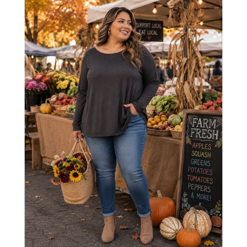 Unbranded Women Black Long Sleeve Thumbhole Cuff Top 2XL Soft Jersey Tee